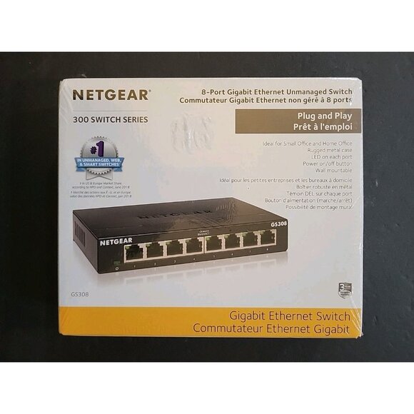NETGEAR 8-Port Gigabit Ethernet Unmanaged Essentials Switch Yellow NEW SEALED - Picture 1 of 6